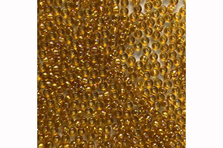 Бісер Preciosa 11050 №10 прозорий райдуга оранжевий жовтий 2,3 мм