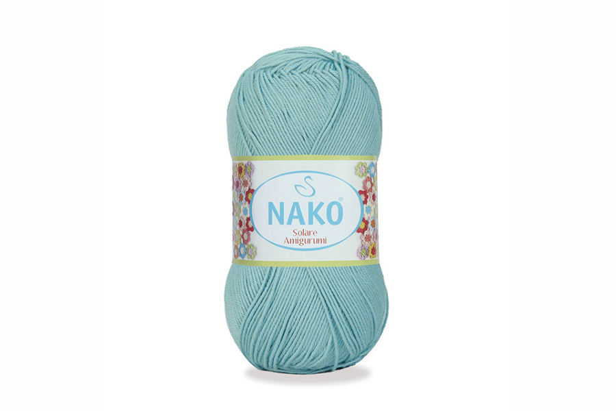 Пряжа NAKO Solare amigurumi бавовна 100% блакитний світлий 270м(100гр) 11629