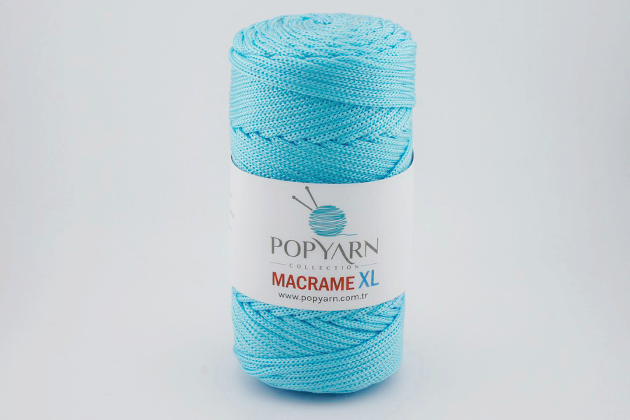 Пряжа POPYARN Macrame XL шнур поліпропілен 100% бірюзовий світлий 125м(250гр) 450
