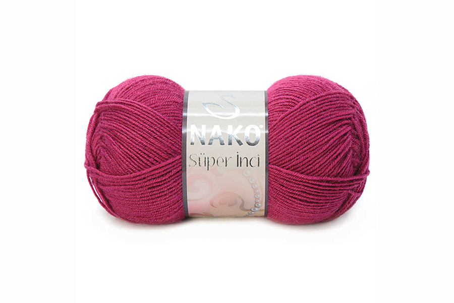 Пряжа NAKO Super Inci вовна 25%, акрил 75% малиновий темний 260м(100гр) 02187
