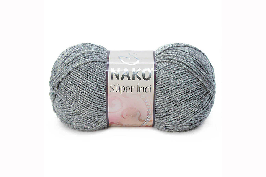 Пряжа NAKO Super Inci вовна 25%, акрил 75% сірий темний 260м(100гр)
