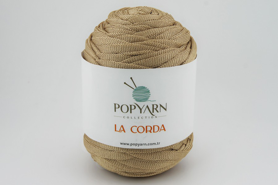 Пряжа POPYARN La Corda шнур поліестер 100% бежевий золотистий 100м(250гр)