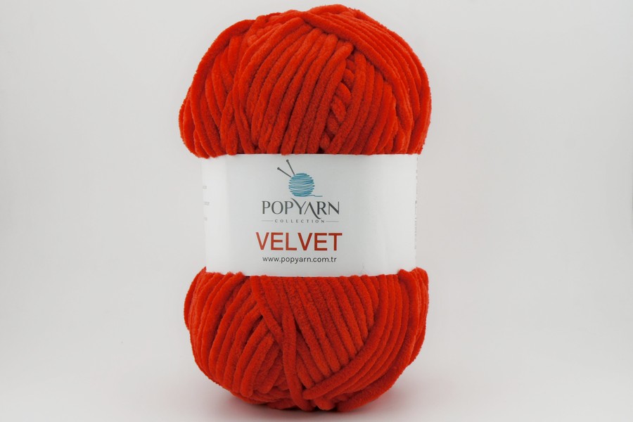 Пряжа POPYARN Velvet мікрополіестер 100% червоний 120м(100гр)