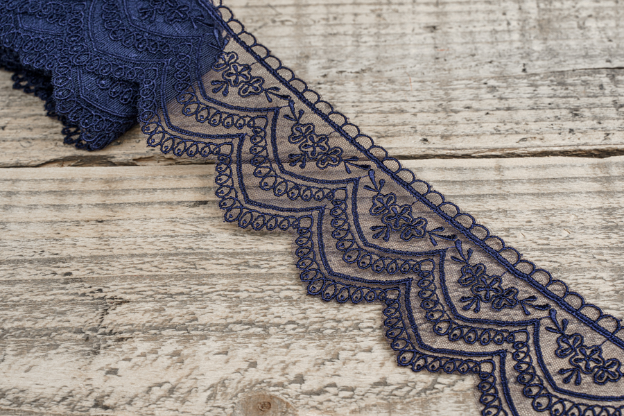 Мереживо органза 70 мм синій темний