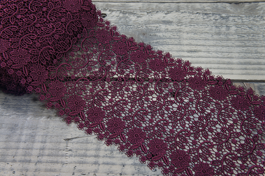 Мереживо гіпюр 145 мм SinemBro бордовий