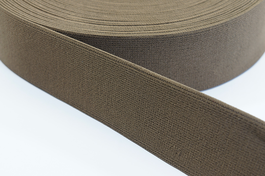 Тасьма еластична 50 мм взуттєва Лента ткана коричневий хакі