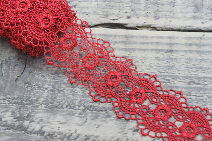 Мереживо гіпюр 55 мм SinemBro червоний