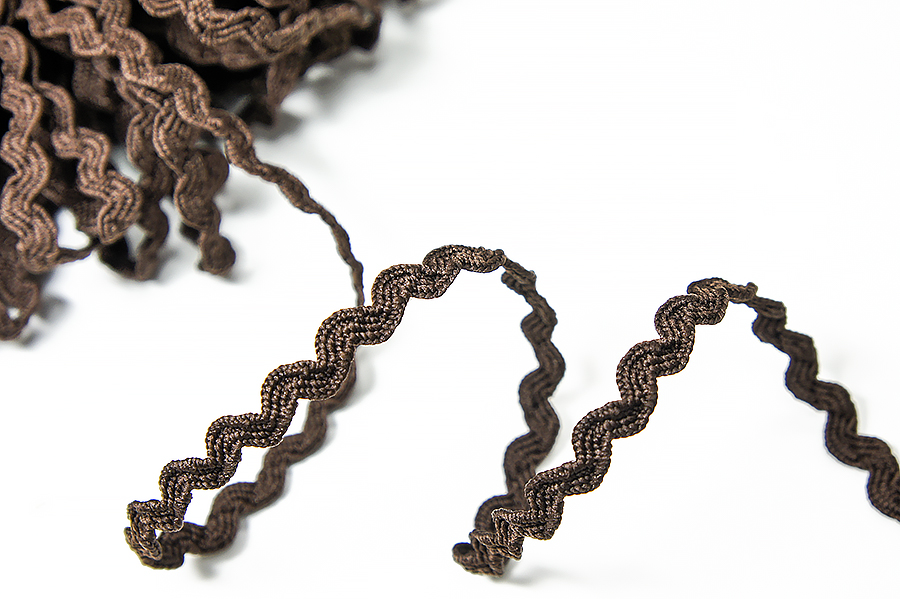 Тасьма в'юнок (хвилька) 9 мм Лента коричневий темний