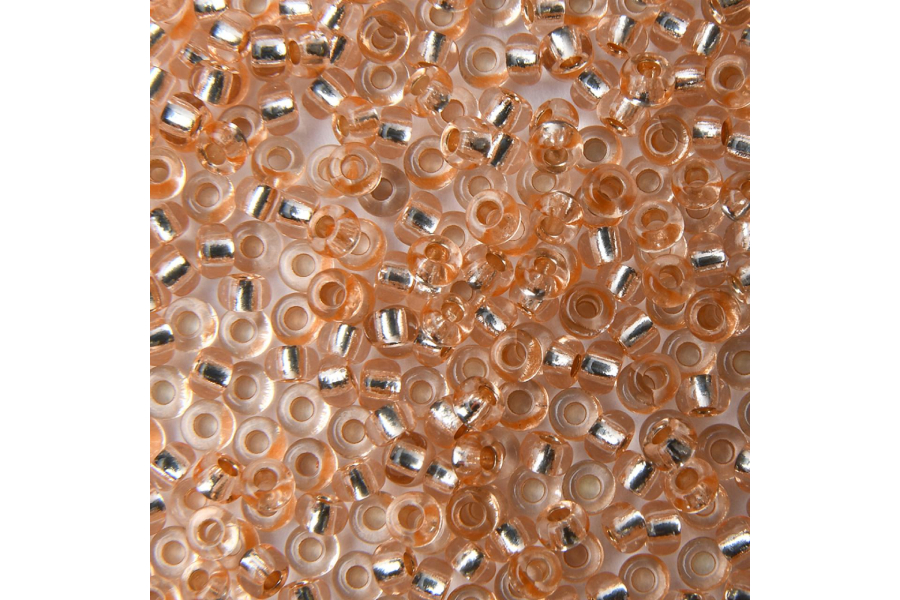 Бісер Preciosa 08288 №10 кришталь срібляста серединка персиковий рожевий 2,3 мм