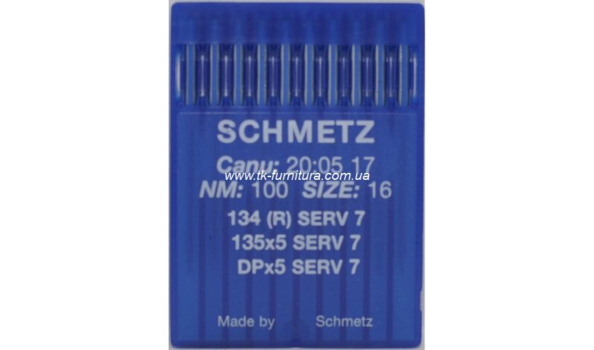 Голки універсальні №100 SCHMETZ з товстою колбою, кругле стандартне вістря DPx5