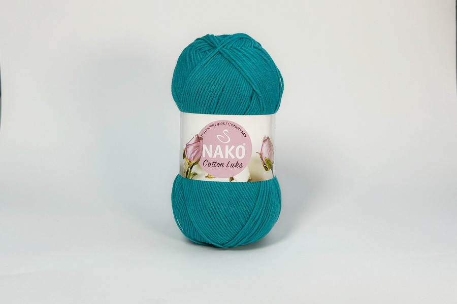 Пряжа NAKO Cotton Lux бавовна 60%, акрил 40% бірюзовий темний 330м(100гр)