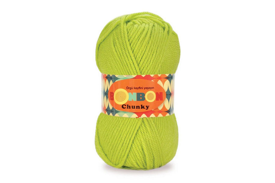 Пряжа NAKO Bonbon chunky акрил 100% салатовий світлий яскравий 135м(100гр) 98228