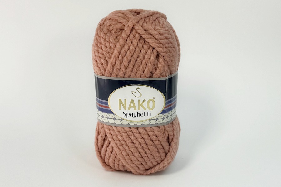 Пряжа NAKO Spaghetti акрил 75%, вовна 25% рожевий кораловий 60м(100гр)
