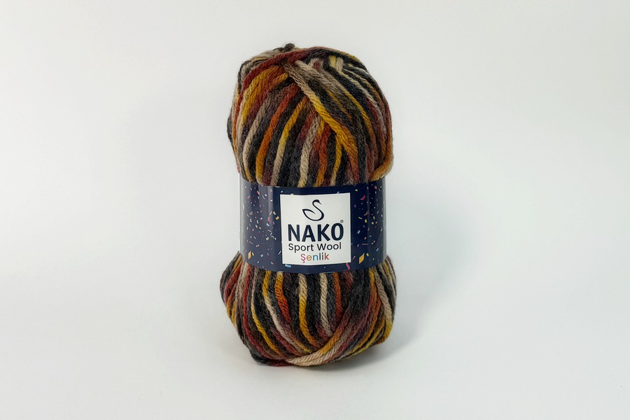 Пряжа NAKO Sport wool Senlik вовна 25%, преміум акрил 75% різнокольоровий 120м(100гр) 558501-87735