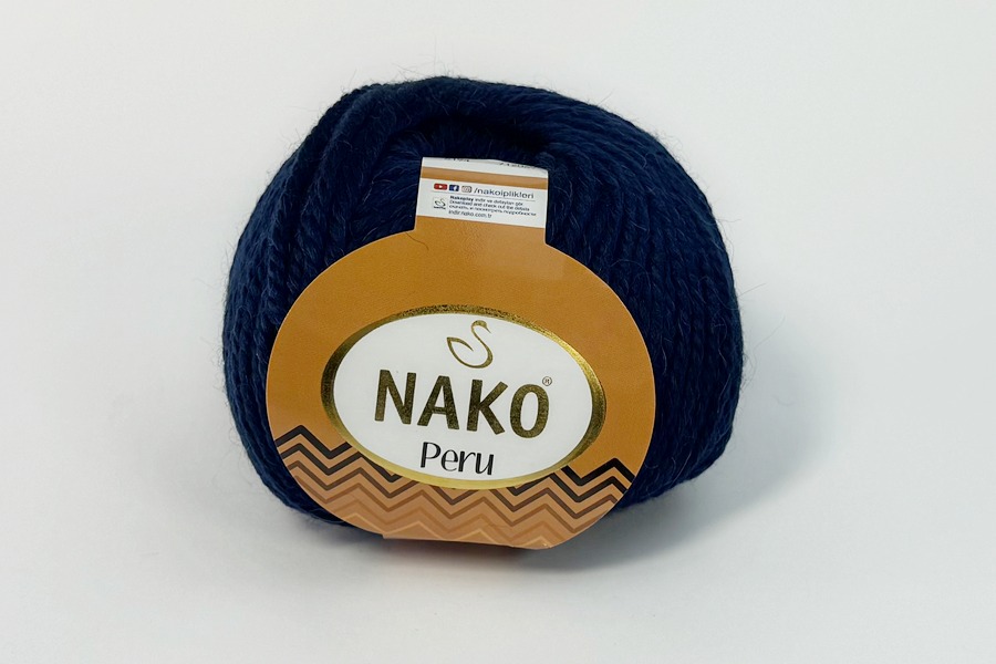 Пряжа NAKO Peru вовна 25%, альпака 25%, акрил 50% синій темний 130м(100гр)