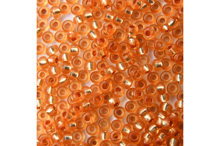 Бісер Preciosa 08289 №10 кришталь срібляста серединка оранжевий 2,3 мм 08289-5