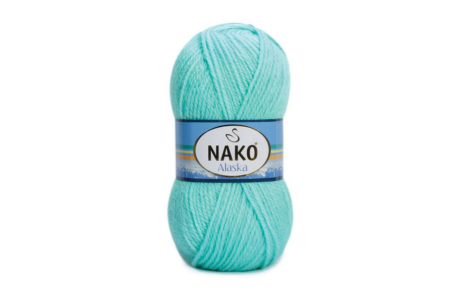 Пряжа NAKO Alaska вовна 15%, мохер 5%, акрил 80% бірюзовий світлий 200м(100гр) 00013