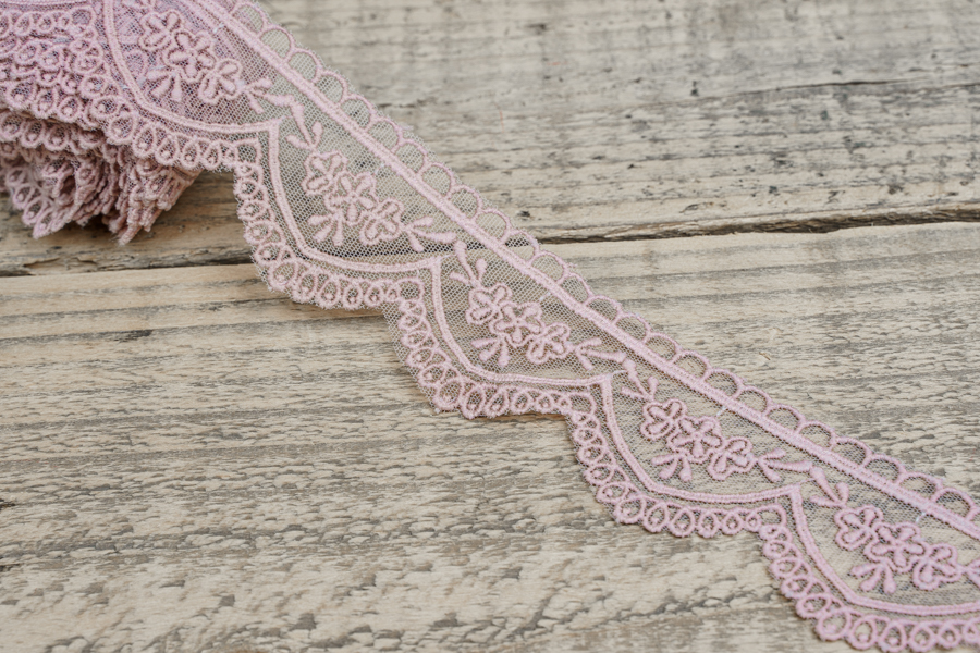 Мереживо органза 50 мм рожевий пудровий