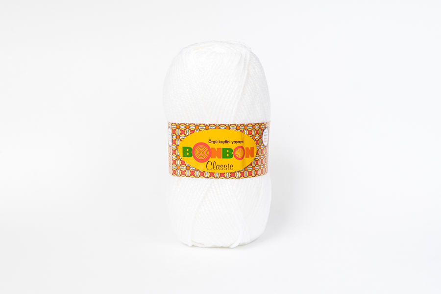 Пряжа NAKO Bonbon Classic акрил 100% білий 200м(100гр) 98200