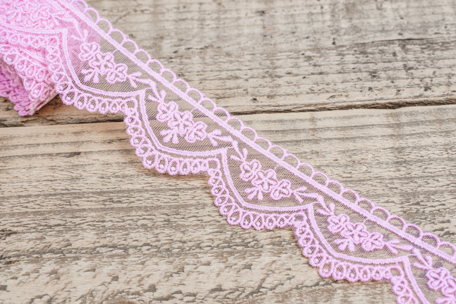 Мереживо органза 50 мм рожевий бузковий світлий