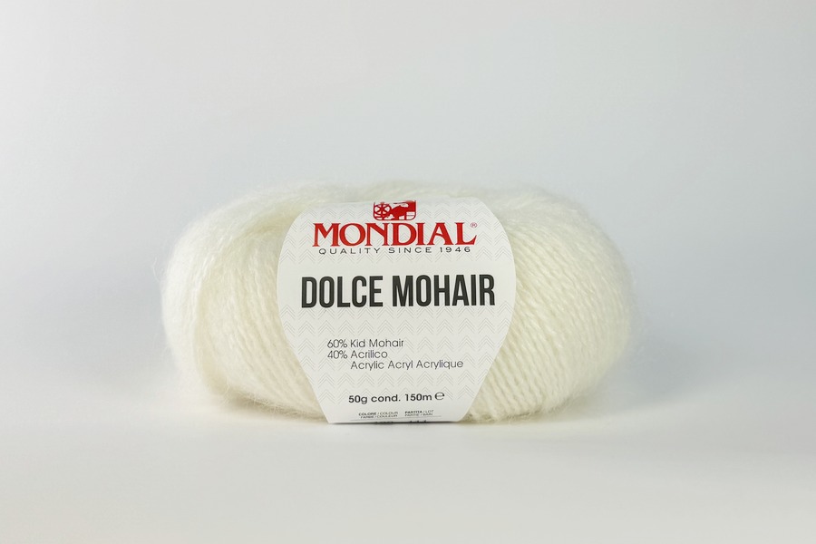 Пряжа Mondial Dolche Mohair кід мохер 60%, акрил 40% молочний 150м(50гр)