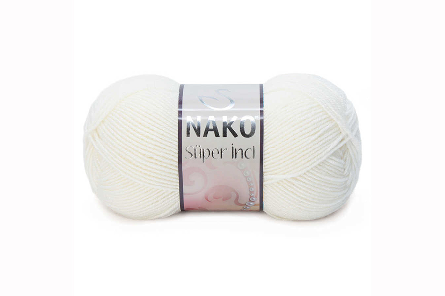 Пряжа NAKO Super Inci вовна 25%, акрил 75% молочний 260м(100гр) 00300