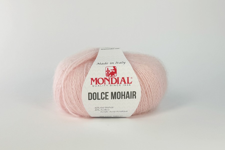 Пряжа Mondial Dolche Mohair кід мохер 60%, акрил 40% рожевий світлий 150м(50гр)