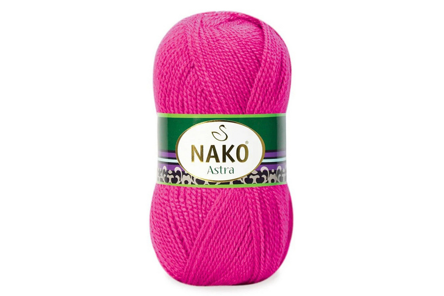 Пряжа NAKO Astra акрил 100% рожевий яскравий 330м(100гр) 05875