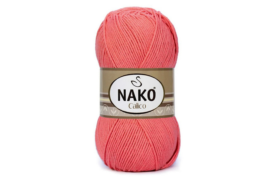Пряжа NAKO Calico бавовна 50%, акрил 50% кораловий червоний 245м(100гр) 11037