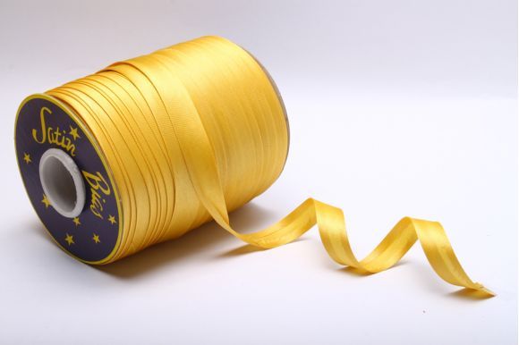 Бейка 16 мм MH сатинова (атласна), підвернута жовтий канарейковий