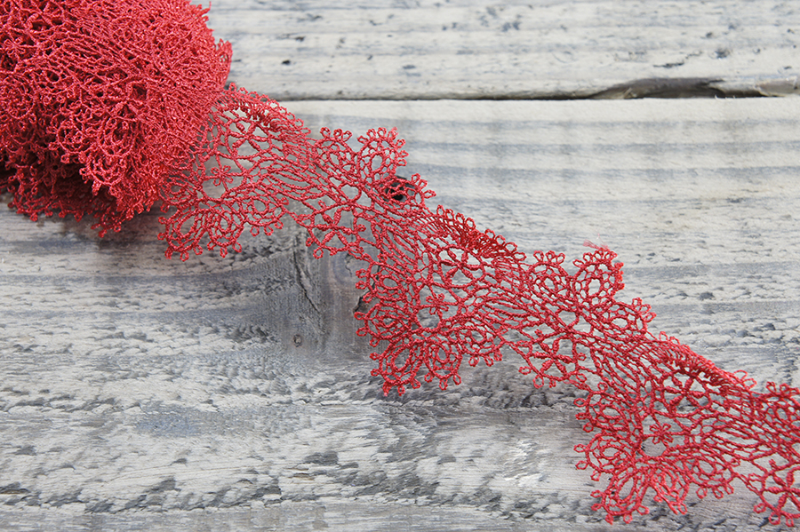 Мереживо гіпюр 50 мм Mertbutton червоний GB121-50-0812