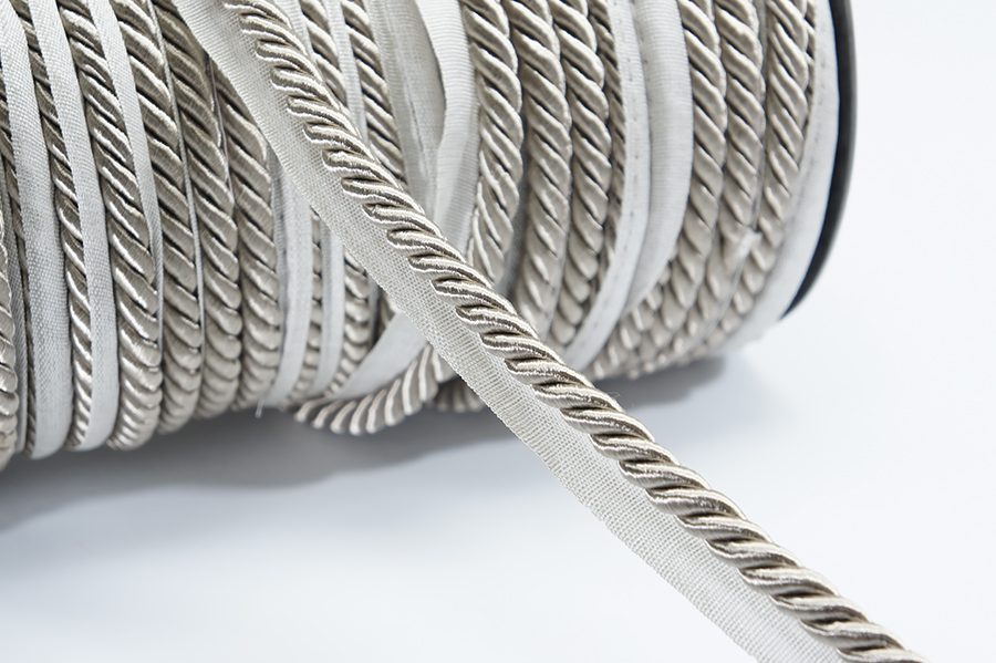 Шнур 10 мм декоративний з кантом MH бежевий сірий