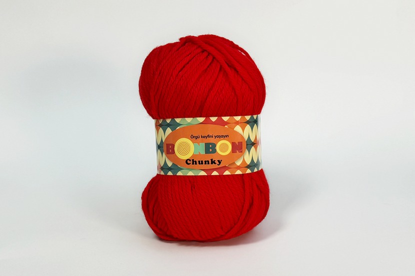 Пряжа NAKO Bonbon chunky акрил 100% червоний 135м(100гр) 98211