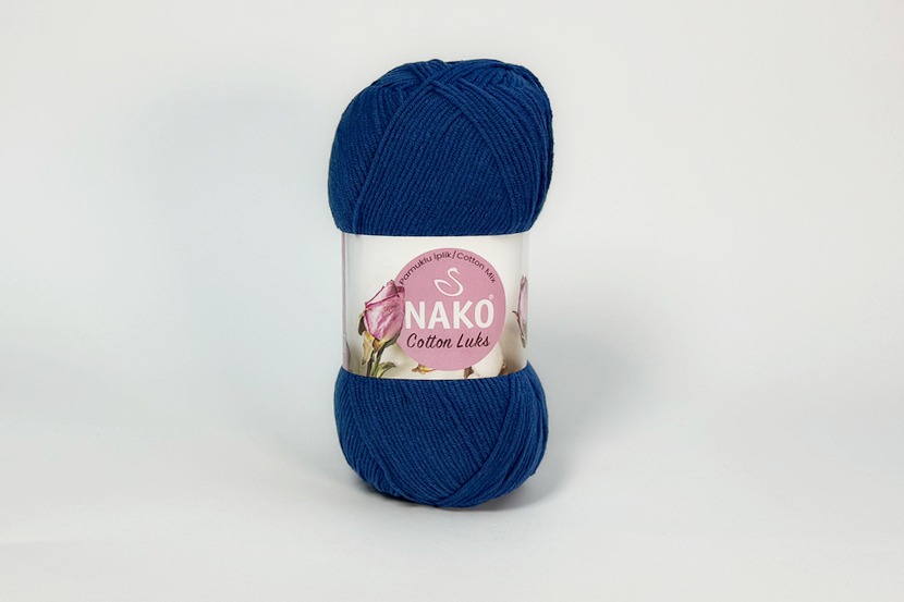 Пряжа NAKO Cotton Lux бавовна 60%, акрил 40% синій 330м(100гр)
