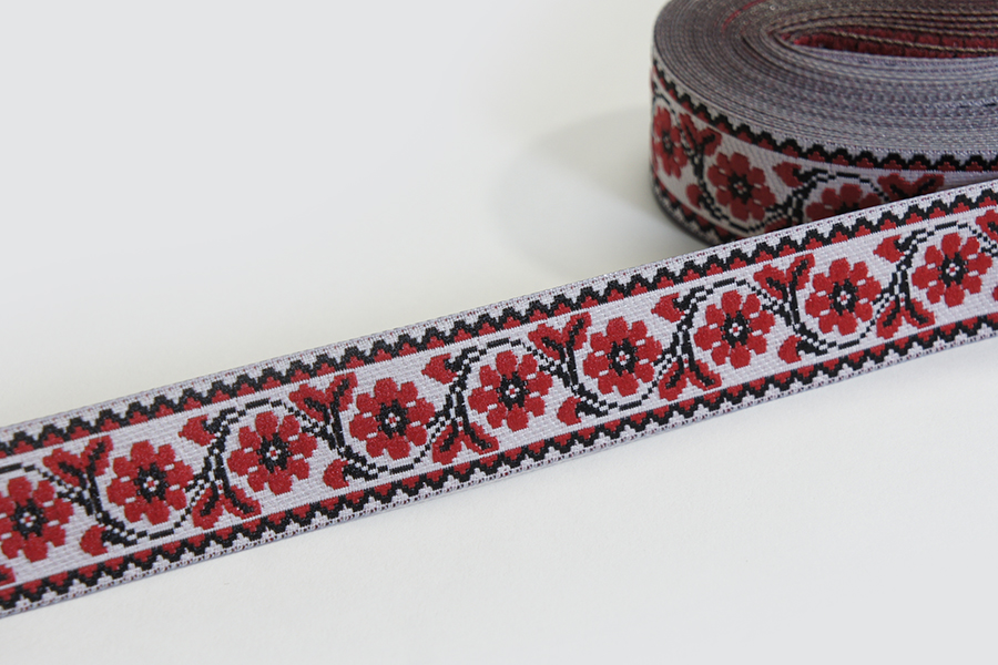 Тасьма 18 мм гобелен червоний 8-18-1324/999