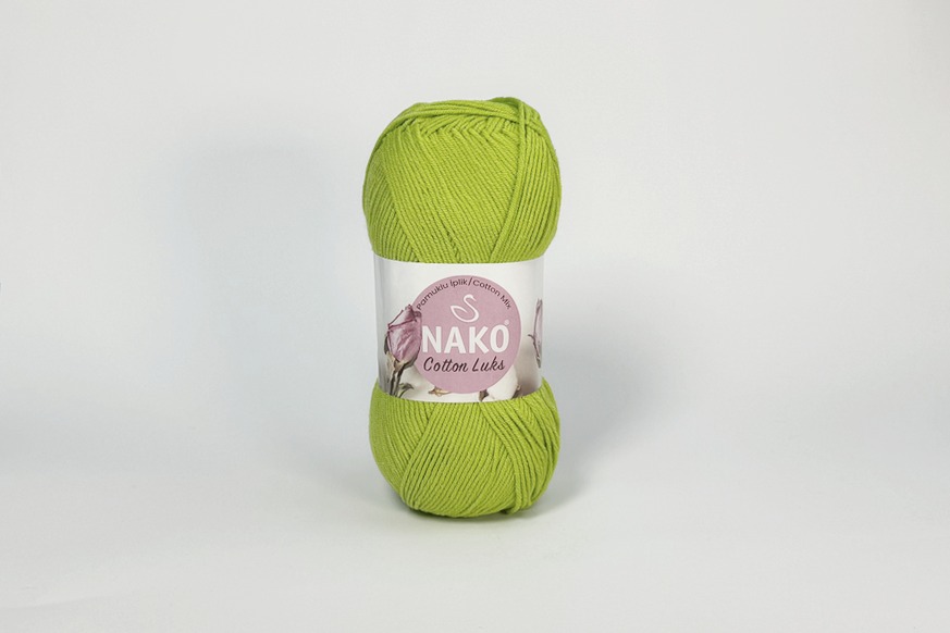 Пряжа NAKO Cotton Lux бавовна 60%, акрил 40% салатовий яскравий 330м(100гр)