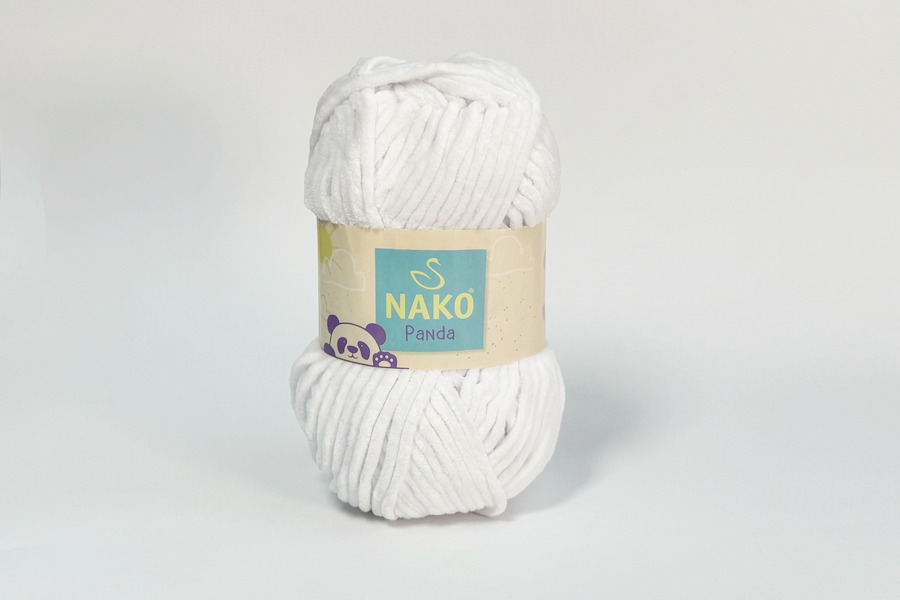 Пряжа NAKO Panda поліестер 100% білий 120м(100гр) 00208