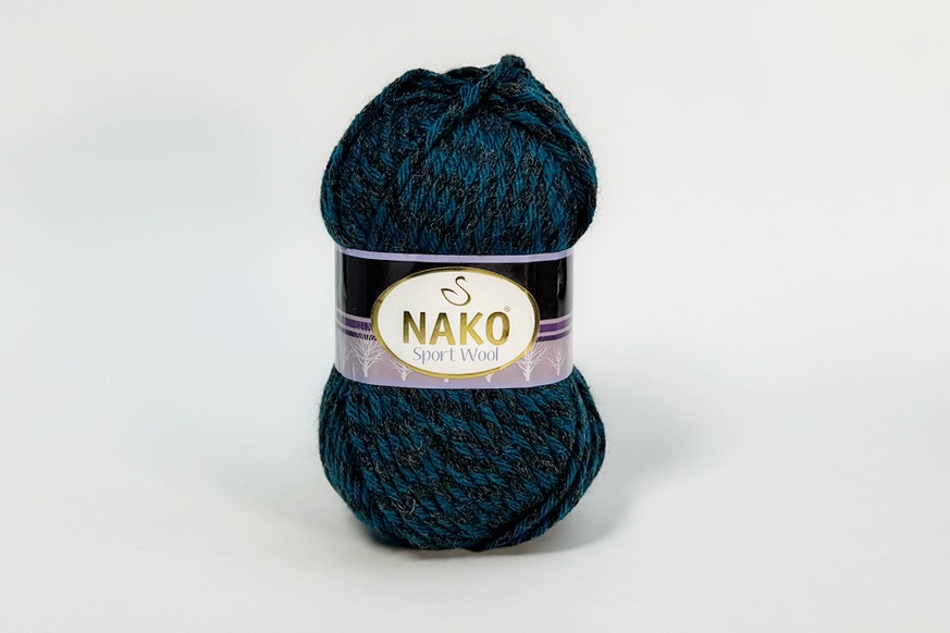 Пряжа NAKO Sport wool вовна 25%, акрил 75% бірюзовий темний 120м(100гр) 21341