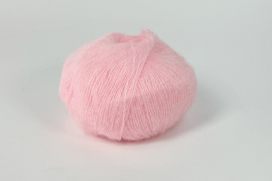 Пряжа Mohair кід мохер 75%, поліамід 25% рожевий світлий 200м(25гр)