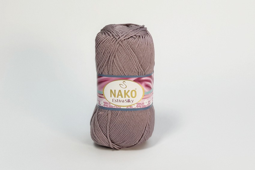 Пряжа NAKO Estiva Silky бавовна 52%, бамбукове волокно 48% рожевий сірий темний 224м(100гр) 129