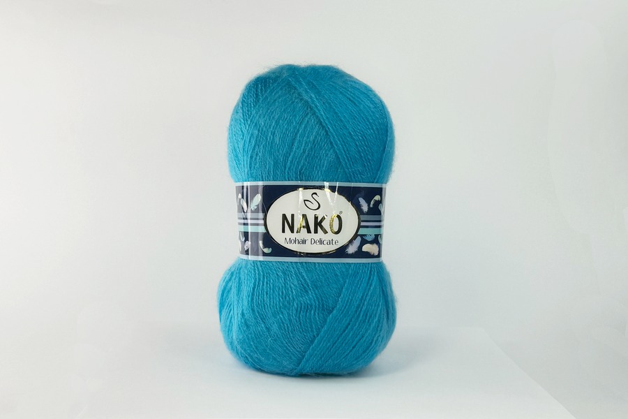 Пряжа NAKO Mohair Delikate вовна 10%, мохер 5%, акрил 85% бірюзовий світлий 500м(100гр) 06134