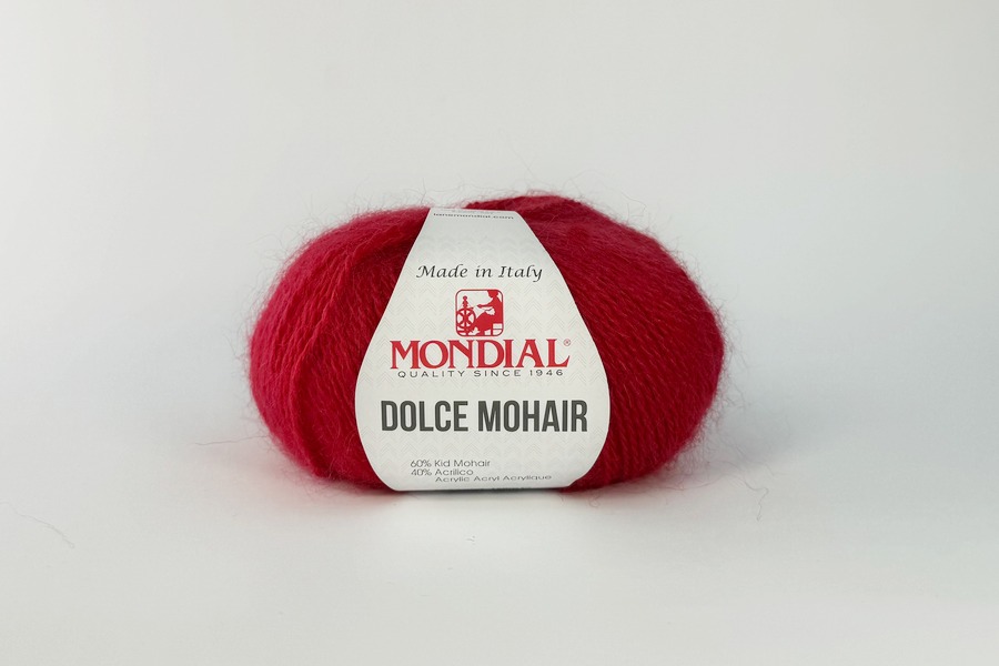 Пряжа Mondial Dolche Mohair кід мохер 60%, акрил 40% червоний 150м(50гр)