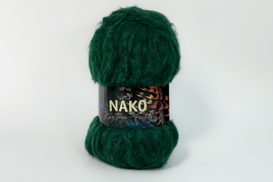 Пряжа NAKO KazTuyu Feather акрил 85%, поліамід 15% зелений 200м(100гр)