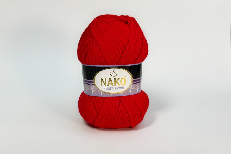 Пряжа NAKO Sport wool вовна 25%, акрил 75% червоний 120м(100гр) 04738