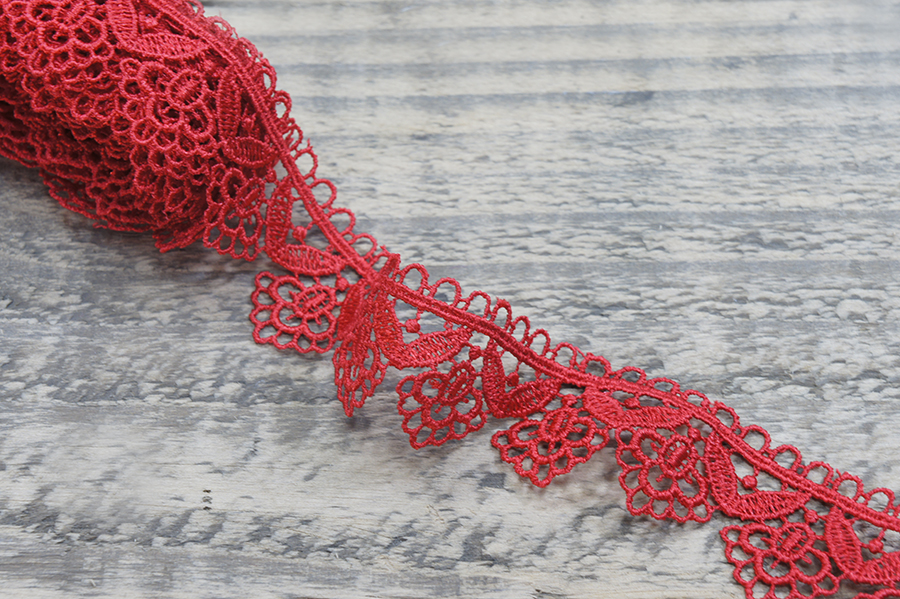 Мереживо гіпюр 30 мм SinemBro червоний