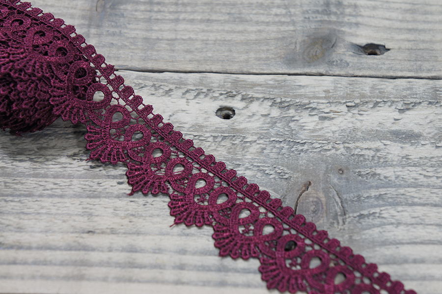 Мереживо гіпюр 40 мм SinemBro бордовий