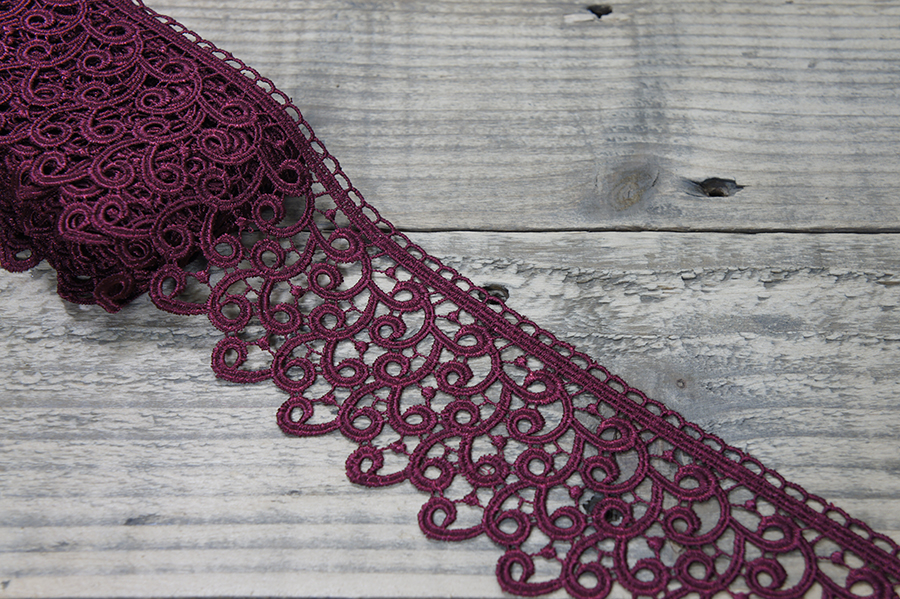 Мереживо гіпюр 70 мм SinemBro бордовий 4G4193-70-0798