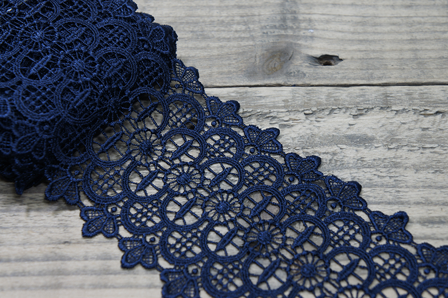 Мереживо гіпюр 95 мм SinemBro синій темний