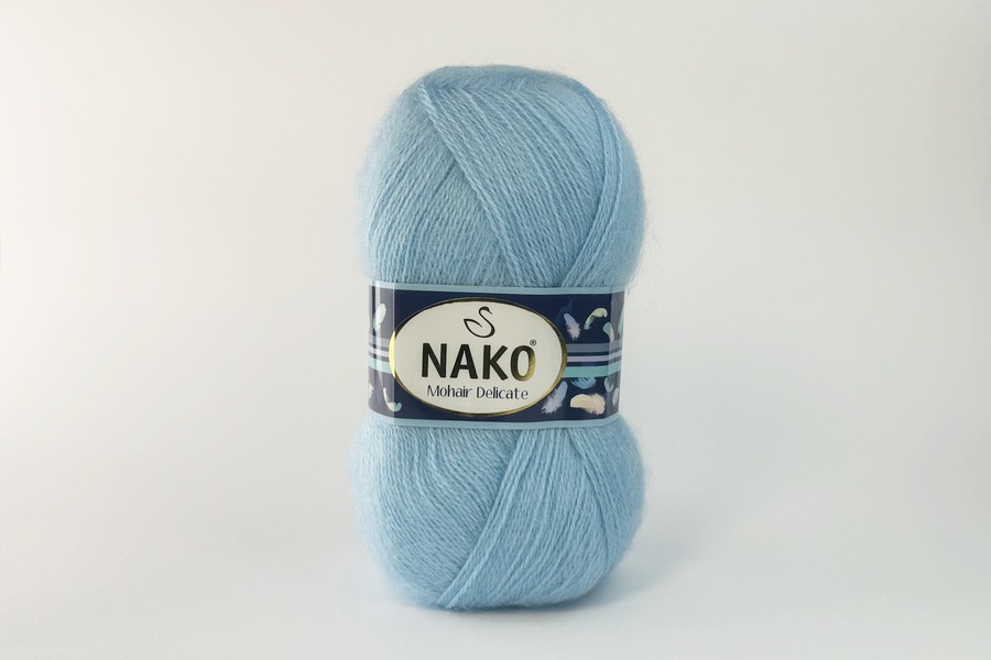 Пряжа NAKO Mohair Delikate вовна 10%, мохер 5%, акрил 85% блакитний світлий 500м(100гр) 06119