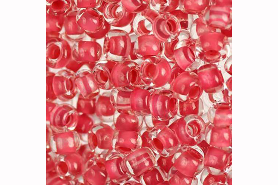 Бісер Preciosa 38395/1-5 №10 прозорий фарбована серединка рожевий темний 2,3 мм